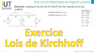 Exercice 1  Étude dun circuit électrique en régime continu lois de Kirchhoff [upl. by Arorua101]