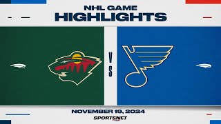 NHL Highlights  Wild vs Blues  November 19 2024 [upl. by Burbank557]