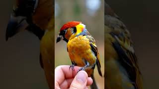 Crossbill Follow for more Beautiful Birds Beautiful wild bird on my hand [upl. by Odlaumor]