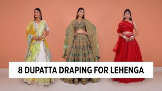 NEW 8 Dupatta Draping Styles for Lehenga Types 2024 [upl. by Cyrie917]