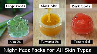 3 Aloevera Night Face packs  Large Open Pores Glowing Skin amp Dark Spots  Turmeric Face Pack [upl. by Ahsemal]