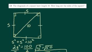 Finding sides of a square given diagonal [upl. by Elocn]