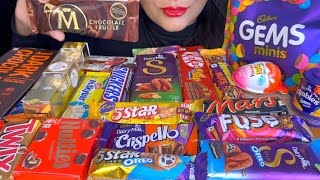 ASMR EATING CHOCOLATEGEMS MINISTWIXDIARYMILK SILK OREOKITKATSNICKERS [upl. by Staford]