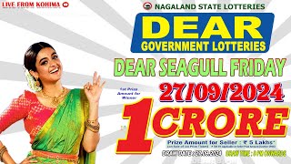 DEAR SEAGULL FRIDAY WEEKLY DRAW DEAR 8 PM ONWARDS DRAW DATE 27092024 NAGALAND STATE LOTTERIES [upl. by Shell359]