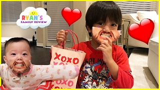 Kids Candy Surprise Valentine Day Haul and Princess T Family Fun Game Ryans Family Review [upl. by Marion]