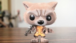 Flocked Rocket Raccoon SDCC 2014 exclusive Guardians of the Galaxy Funko Pop review [upl. by Jacobsen]