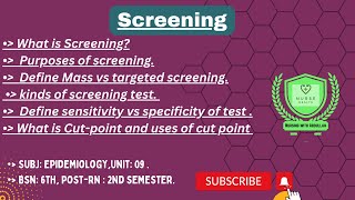 What is Screening in urdu sensitivity vs specificity of test BsN 6th PostRn 2nd unit9 [upl. by Arytahs]