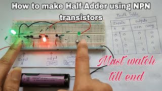 making half adder using NPN transistors [upl. by Eenobe]