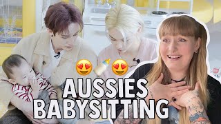 SKZ CATCH UP stray kids aussie boys babysit baby rowoon reaction [upl. by Disharoon]