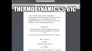 Thermodynamics 561C Someone claims based on temperature measurements that the temperature of a [upl. by Shanna]