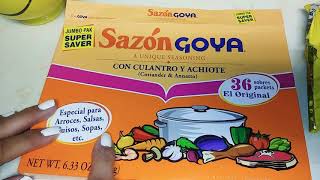 The secret spice to almost all cooking Sazon Goya Latino spice how to make arroz con pollo recipe [upl. by Admana]