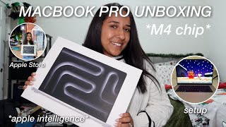 shopping amp UNBOXING the NEW 16inch MacBook Pro  M4 chip silver amp apple intelligence 💻🛍️ [upl. by Cnut]