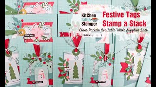 Kitchen Table Stamper Festive Tags Stamp a Stack Class 15 Holiday Cards from the Festive Tags Kit [upl. by Odnuges251]