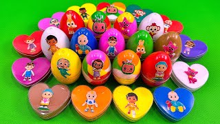 Rainbows Eggs 🌈 Finding Pinkfong in Heart Shapes with Rainbow SLIME Colorful Satisfying ASMR [upl. by Ahsrav663]