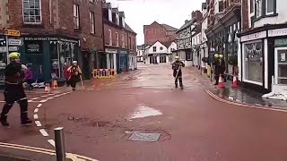 The moment that the Kyre Brook flood wall collapsed in Tenbury Wells UK [upl. by Oina]