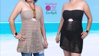 🌴 Vestido de playa  blusa tejida a crochet  ☀️Modelo “Verano”☀️  TUTORIAL PASO A PASO [upl. by Aicekan]