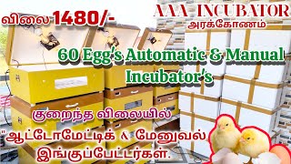 60 EGGS AUTOMATIC amp MANUAL INCUBATORS குறைந்த விலையில் இங்குப்பேட்டர்கள் [upl. by Shaikh]