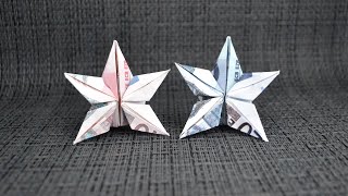 Ausgezeichneter ORIGAMI STERN Geldgeschenk GELD FALTEN  Money STAR  Tutorial by Euro Origami [upl. by Eiffe]