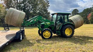 Moving Hay With John Deere 5075E [upl. by Horowitz555]