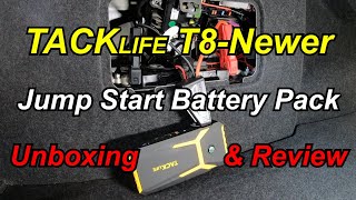 Unboxing amp Review TACKLIFE T8Newer Jump Start Battery Pack [upl. by Aiepoissac663]