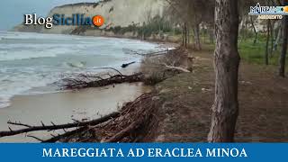 Spiaggia di Eraclea Minoa inghiottita da mareggiata [upl. by Binette]