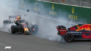 All The Angles Ricciardo and Verstappen Crash  2018 Azerbaijan Grand Prix [upl. by Trillby348]