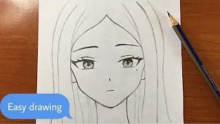 Easy anime drawing  how to draw anime girl easy stepbystep [upl. by Rafaelof176]