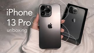 ☁️iPhone 13 Pro Graphite aesthetic unboxing  accessories 🍎 [upl. by Repinuj]