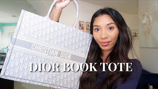 WHATS IN MY WORK BAG  LARGE DIOR BOOK TOTE REVIEW [upl. by Wall]