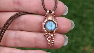 Round Mini Pendant with Cabochon Wire Wrapping Tutorial [upl. by Celestyna]