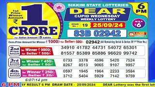 Dear Cupid Wednesday Weekly Lottery 600 PM 25092024 Dear Goverment Lotteries Live Draw Results [upl. by Ahras994]