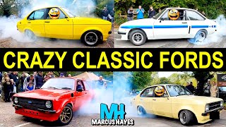 Classic Fords Go CRAZY at Box Hill car meet 🤪 burnouts [upl. by Aritak289]