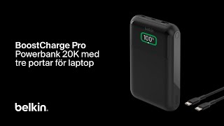 Belkin BoostCharge powerbank 20K med tre portar för laptop [upl. by Retsam]