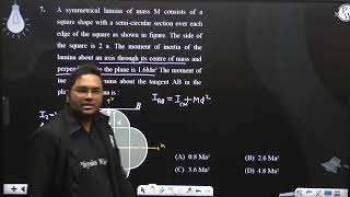 A symmetrical lamina of mass M consists of a square shape with a semicircular section over each [upl. by Ecinahc]