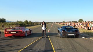 Rimac Nevera vs Ferrari Drag Race amp Burnouts [upl. by Em]