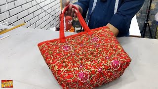 How To Make Bag at Home With Old Clothes  Beautiful Bag Design Cutting and Stitching [upl. by Carlo]