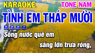 Karaoke Tình Em Tháp Mười Tone Nam Cha Cha Cha  Nhạc Sống Phi Long [upl. by Ailin762]