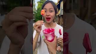 Ice cream eating challenge show funny comedy satisfying strawberry icecream shorts [upl. by Cirred]