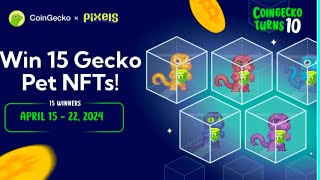 How To Participate CoinGecko x Pixels Gecko Pet NFTs Giveaway  Airdrop Frenzy [upl. by Onitsirc]