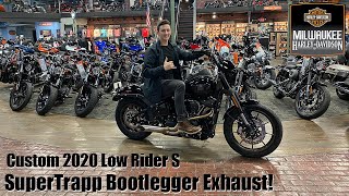 2020 Low Rider S  Aftermarket Exhaust  SuperTrapp Industries Kerker Bootlegger Exhaust [upl. by Huesman]