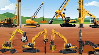 POUNDING AND DRILLING HEAVY EQUIPMENT  Rapid Impact Compactor Vibratory Pile Driver Bore Pile [upl. by Meit]