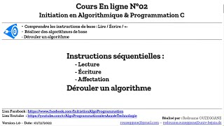 02  Cours 02  Instructions Séquentielles Instructions Simples [upl. by Albers]