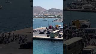 Greek island of Paros huge crowds arrive midsummer by ferry [upl. by Eilerua]