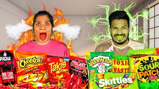 We Ate The Worlds SPICIEST vs SOUREST Food Challenge [upl. by Yraeht]