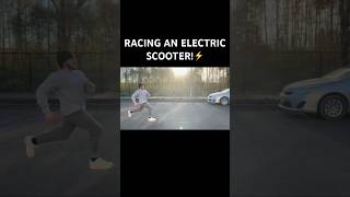 RACING AN ELECTRIC SCOOTER⚡️ racing sports shorts [upl. by Saffren404]