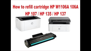 HP W1106A 106A HP Laser 107a 135a 137fnw  How to refill toner cartridge [upl. by Esiocnarf]