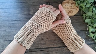 DIY Crochet Easy Fingerless Gloves Mitts  Crochet amp Crafts Therapy [upl. by Eessac]