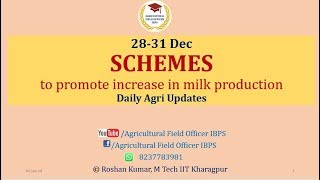 Schemes to promote milk production Daily Agri Updates 2831 December 2018 [upl. by Leora961]