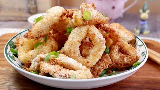 How to Air Fry Crispy Calamari with 8 Ingredients 气炸脆皮鱿鱼 Chinese Air Fryer Five Spice Squid Recipe [upl. by Naujet]