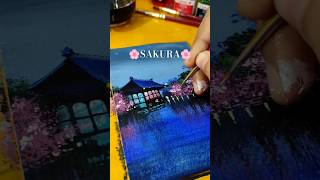 Cherry Blossom at night youtubeshorts acrylicpainting art trending japan blossom shorts [upl. by Haelat]